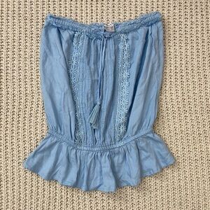 Venus Blue Off-Shoulder Top with Lace Detail